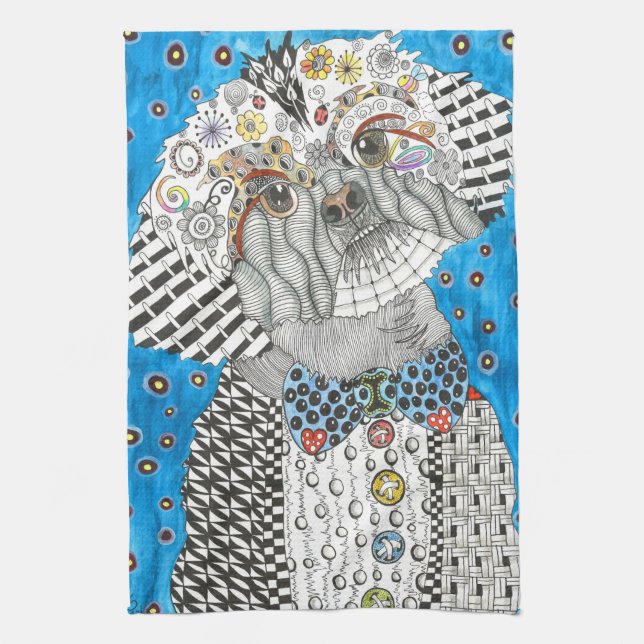 Cute and Colorful Shih Tzu Kitchen Towel (Vertical)