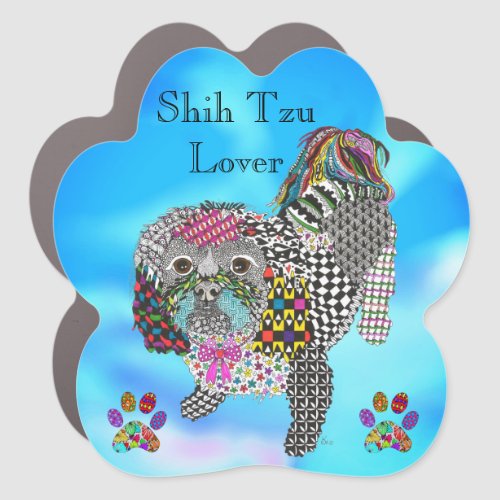 Cute and Colorful Shih Tzu Lover Car Magnet