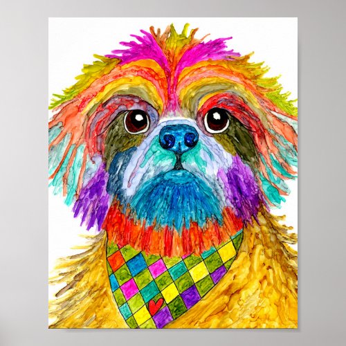Cute and Colorful Shih Tzu Poster 8x10