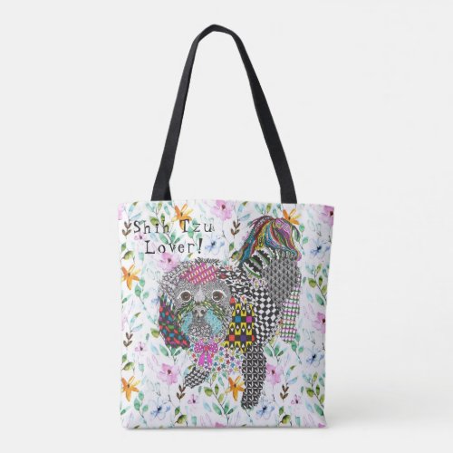 Cute and Colorful Shih Tzu Tote Bag
