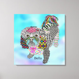 Cute and Colorful Shih Tzu Wrapped Canvas 24"x24"