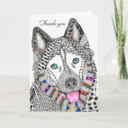 Cute and Colorful Siberian Husky Greeting Card