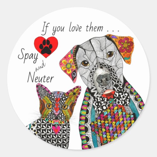 Cute and Colorful Spay and Neuter Sticker