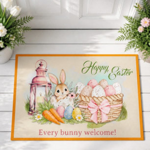 Cute and Colorful Springtime Easter Bunny Doormat
