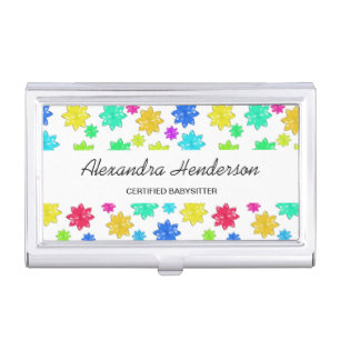 Cute and Colorful Stars Babysitter Child Care Case For Business Cards