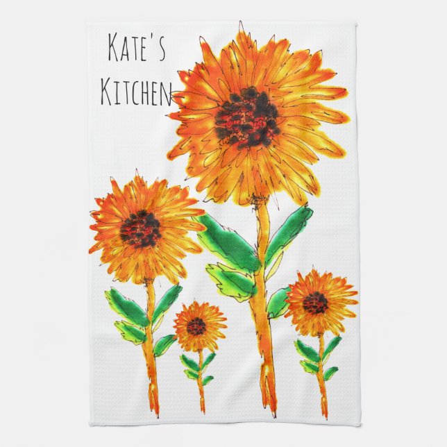 Cute and Colorful Sunflower Kitchen Towel (Vertical)