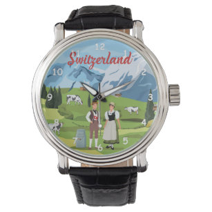 Cute and Colorful Switzerland Cartoon Drawing Watch