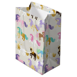 Cute and Colorful Unicorn Birthday Medium Gift Bag
