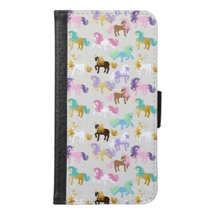 Cute and Colorful Unicorn Pattern Samsung Galaxy S6 Wallet Case