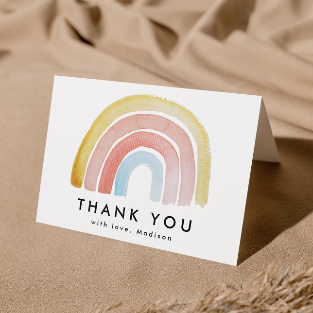 Cute and Colorful Watercolor Rainbow Thank You Card (Creator Uploaded)