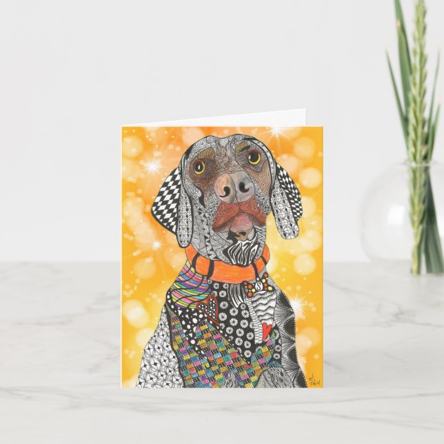 Cute and Colorful Weimaraner Greeting Card (Front)