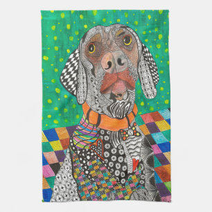 Cute and Colorful Weimaraner Kitchen Towel