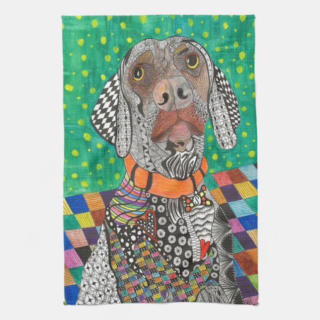 Cute and Colorful Weimaraner Kitchen Towel (Vertical)
