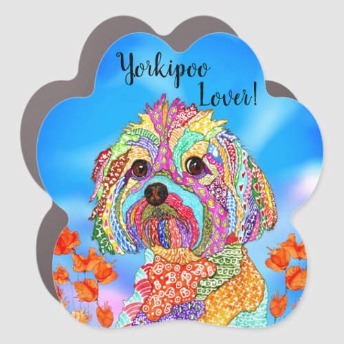 Cute and Colorful Yorkipoo Car Magnet