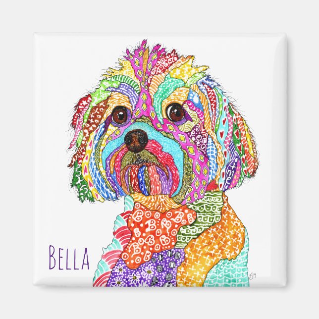 Cute and Colorful Yorkipoo Magnet (Front)