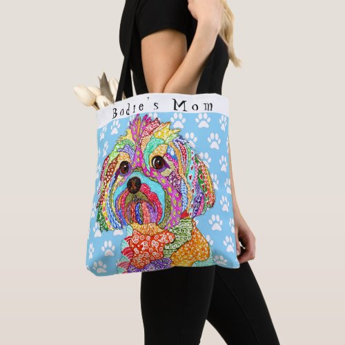 Cute and Colorful Yorkipoo Personalized Tote Bag