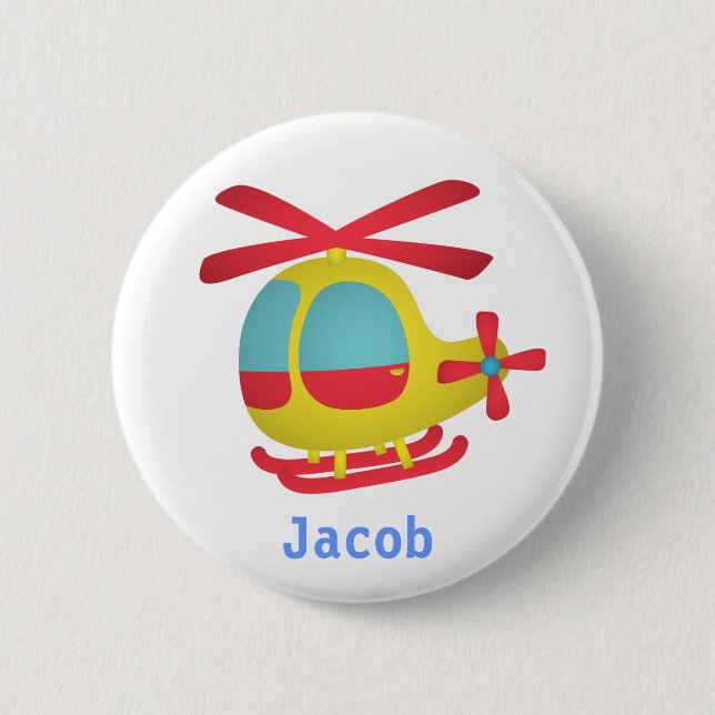 Cute and Colourful Helicopter for Kids Button (Front)