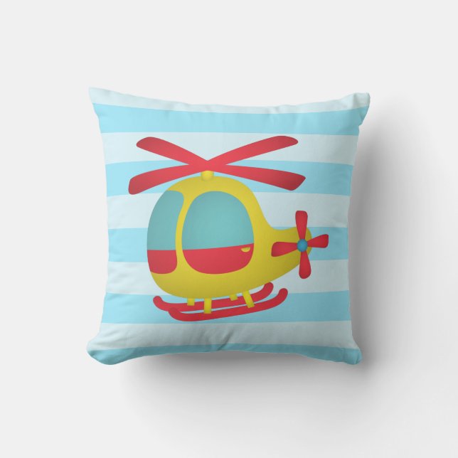 Cute and Colourful Helicopter for Kids Room Throw Pillow (Front)