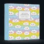 Cute and Colourful Kawaii Clouds Pattern 3 Ring Binder<br><div class="desc">Organize your documents,  recipes and files with this cute and colorful binder. It features kawaii clouds with colorful waves pattern. Personalize by adding names and other details. This clouds pattern binder will be perfect as a personalized gift.</div>