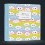 Cute and Colourful Kawaii Clouds Pattern 3 Ring Binder<br><div class="desc">Organize your documents,  recipes and files with this cute and colorful binder. It features kawaii clouds with colorful waves pattern. Personalize by adding names and other details. This clouds pattern binder will be perfect as a personalized gift.</div>