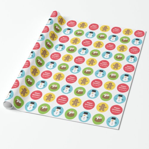 Cute and Colourful Merry Christmas Pattern Wrapping Paper