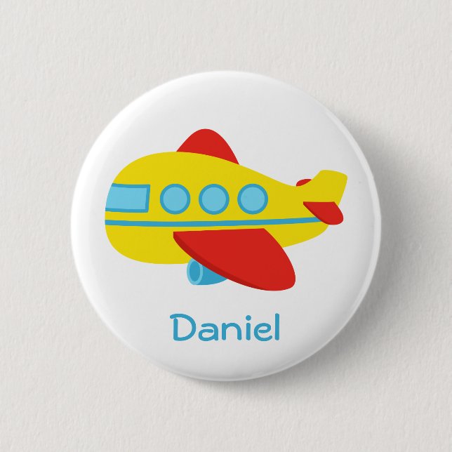 Cute and Colourful Passenger Aeroplane Button (Front)