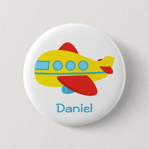 Cute and Colourful Passenger Aeroplane Button