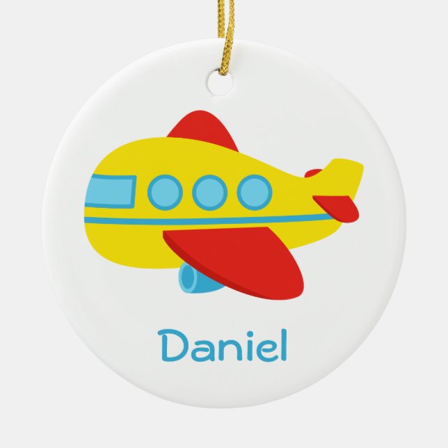 Cute and Colourful Passenger Aeroplane Ceramic Ornament (Front)