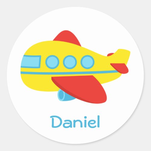 Cute and Colourful Passenger Aeroplane Classic Round Sticker