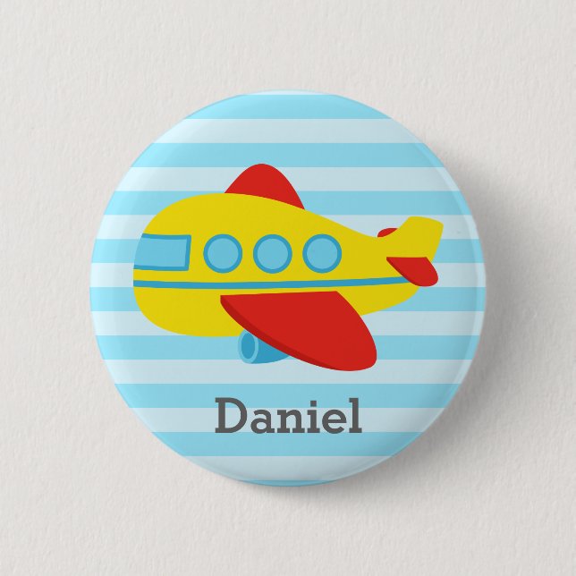 Cute and Colourful Passenger Aeroplane, for Boys Pinback Button (Front)