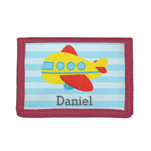 Cute and Colourful Passenger Aeroplane For Boys Trifold Wallet