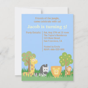 Cute and Colourful Safari Animals Birthday Party Invitation