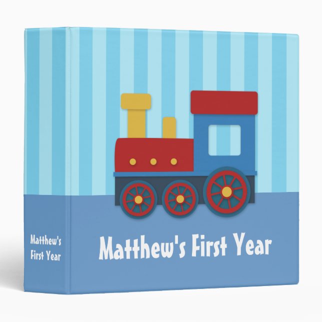 Cute and Colourful Train, Baby Boy Photo Album Binder (Front/Spine)