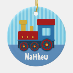 Cute and Colourful Train for Boys Ceramic Ornament