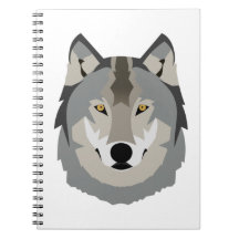 Cute and Cool Gray Wolf Face, Illustrated Animal