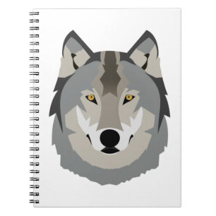 Cute and Cool Gray Wolf Face, Illustrated Animal Notebook