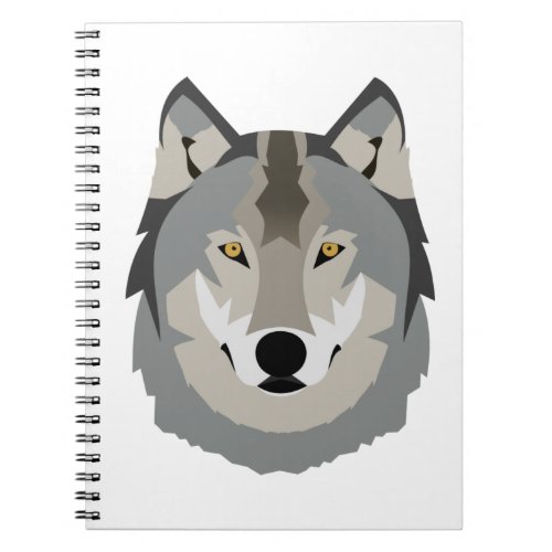 Cute and Cool Gray Wolf Face Illustrated Animal Notebook