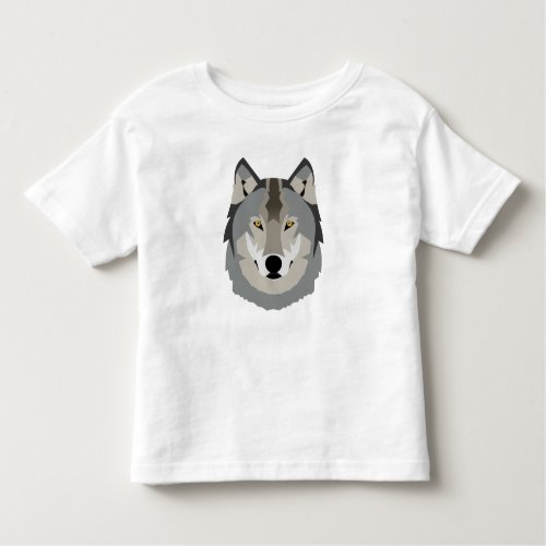 Cute and Cool Gray Wolf Face Illustrated Animal Toddler T_shirt