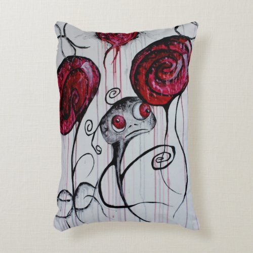 Cute and Creepy Creature Goth Original Art Accent Pillow