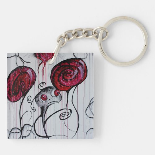 Cute and Creepy Creature Whimsical Goth Horror Art Keychain