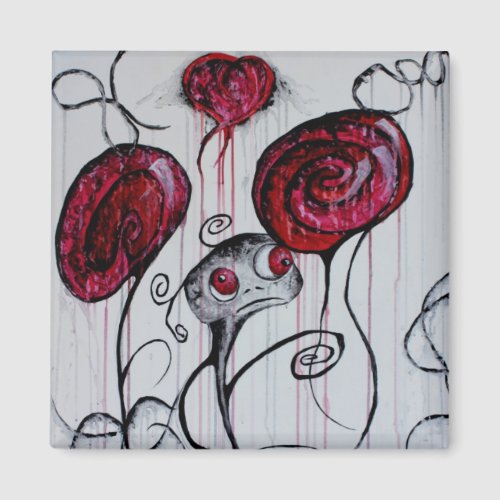 Cute and Creepy Creature Whimsical Goth Horror Art Magnet