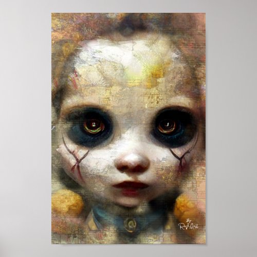 Cute and Creepy Doll Poster Spooky Halloween Deco Poster