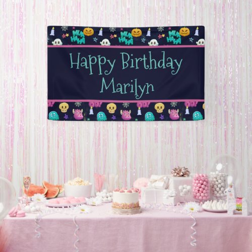 CUTE AND CREEPY HALLOWEEN BIRTHDAY BANNER