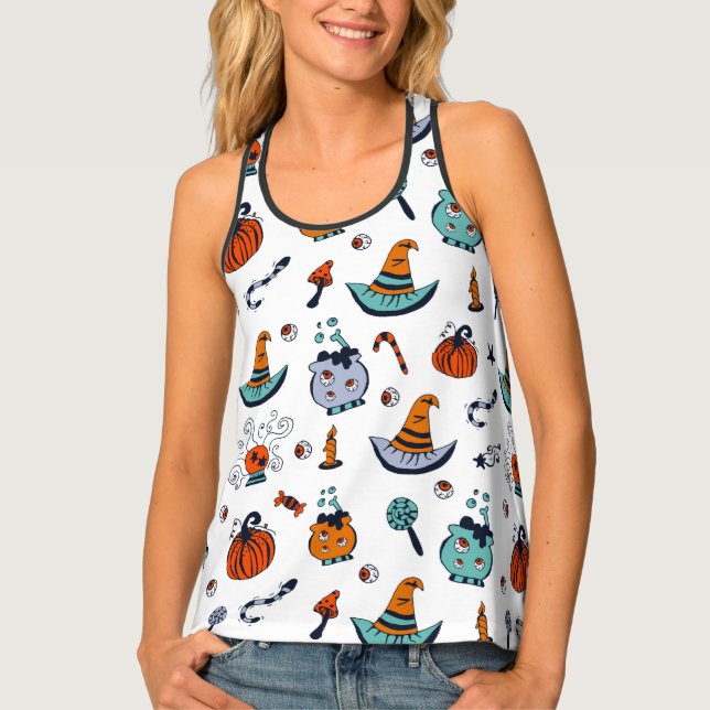 Cute and Creepy Halloween Pattern  Tank Top (Front)