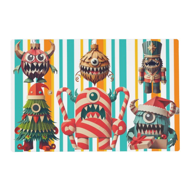 Cute and Creepy Paper Christmas Monsters  Placemat (Front)