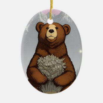Cute And Cuddle Winter Bear                        Ceramic Ornament by Vintage_Bubb at Zazzle