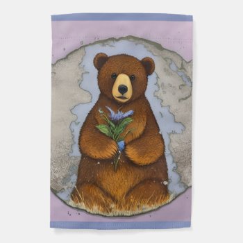 Cute And Cuddle Winter Bear                        Garden Flag by Vintage_Bubb at Zazzle