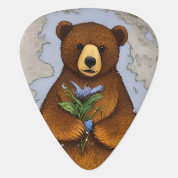 Cute And Cuddle Winter Bear                        Guitar Pick by Vintage_Bubb at Zazzle