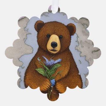 Cute And Cuddle Winter Bear                        Ornament Card by Vintage_Bubb at Zazzle