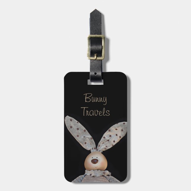 Cute and cuddly bunny luggage tag (Front Vertical)